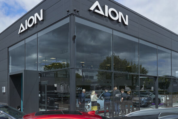 AION branded retail showroom exterior in the UK