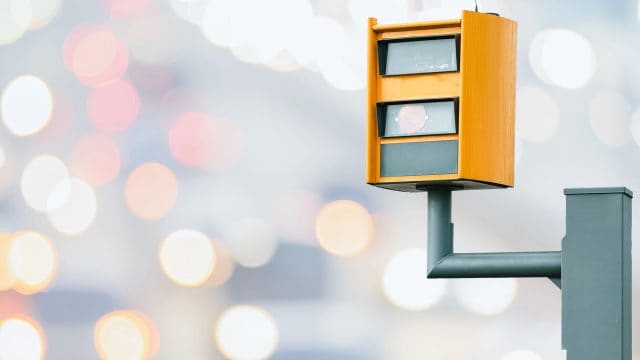 Morning traffic monitored by speed camera