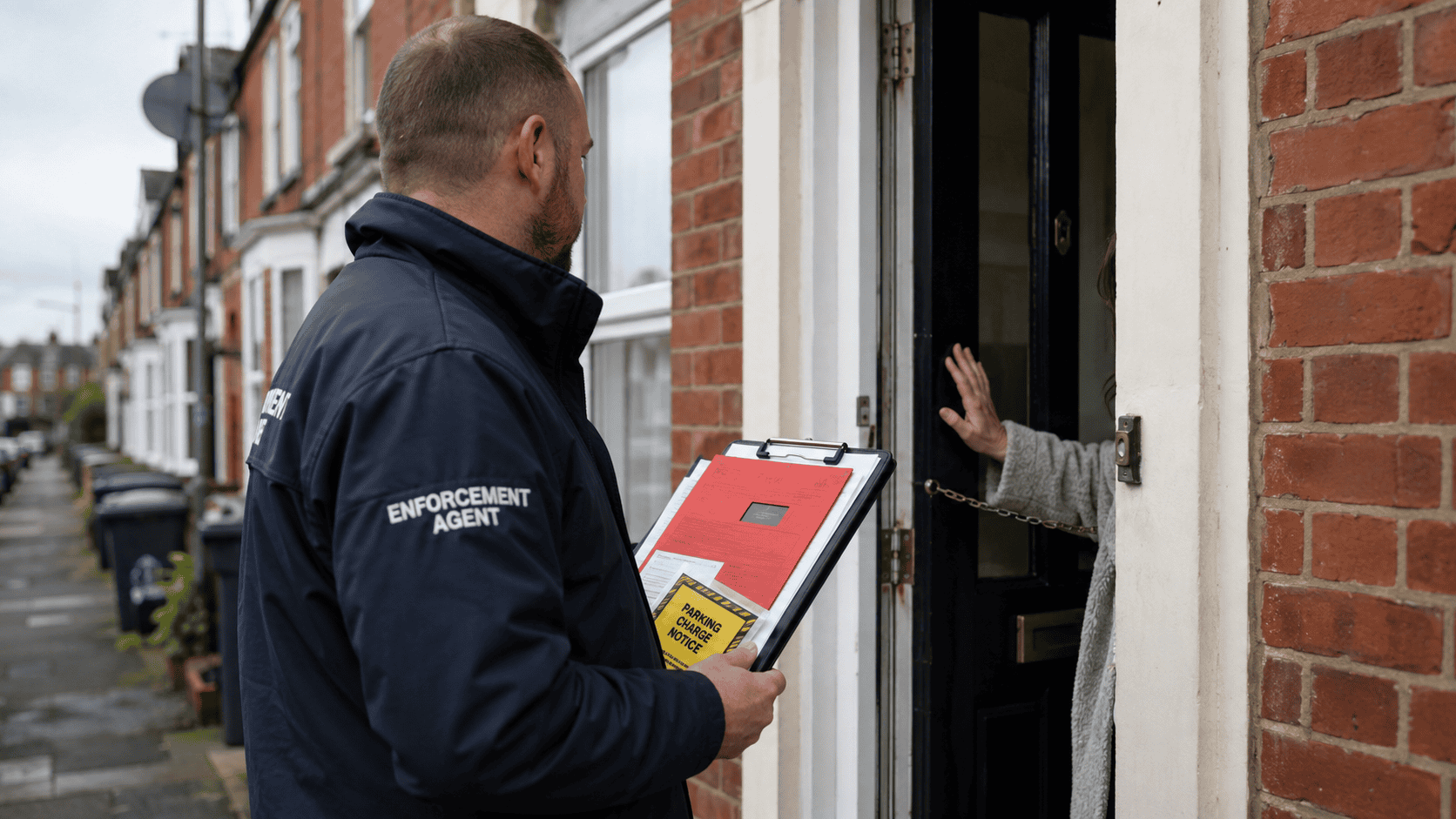 Enforcement Agent Delivering Parking Notice