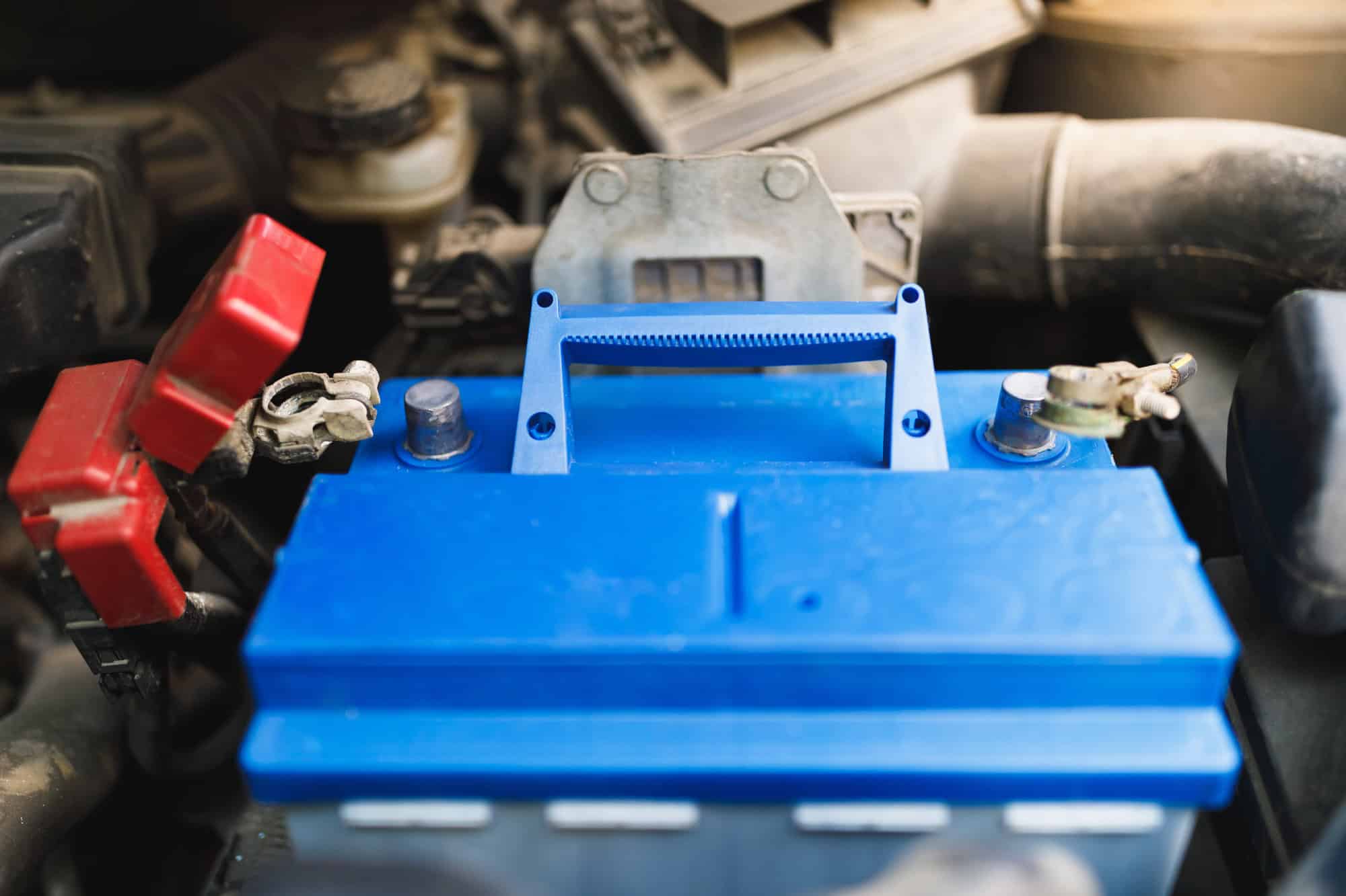 New lead-acid automotive electric battery replacement in old car
