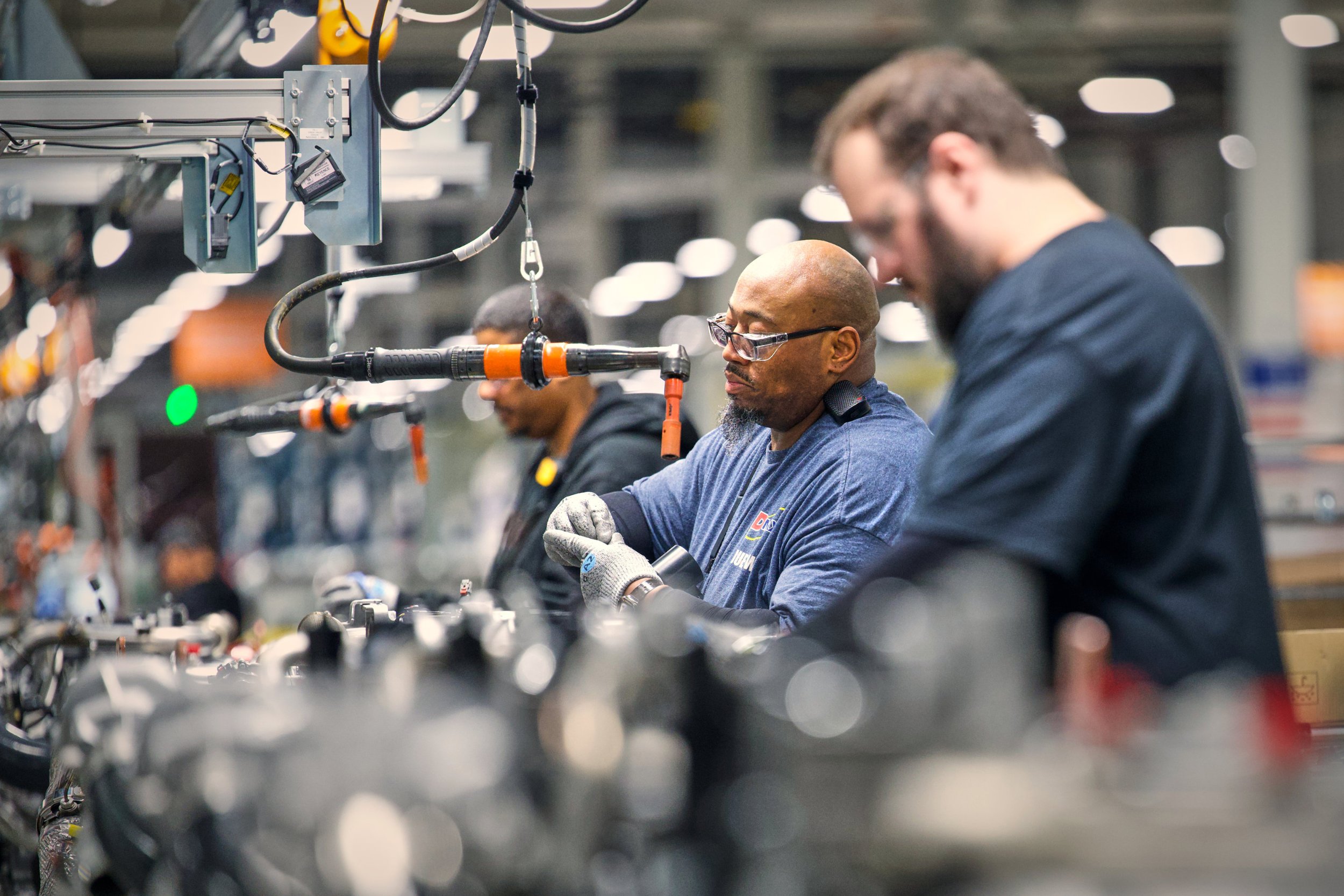 Engine assembly at GM's DMAX plant in Brookville, Ohio