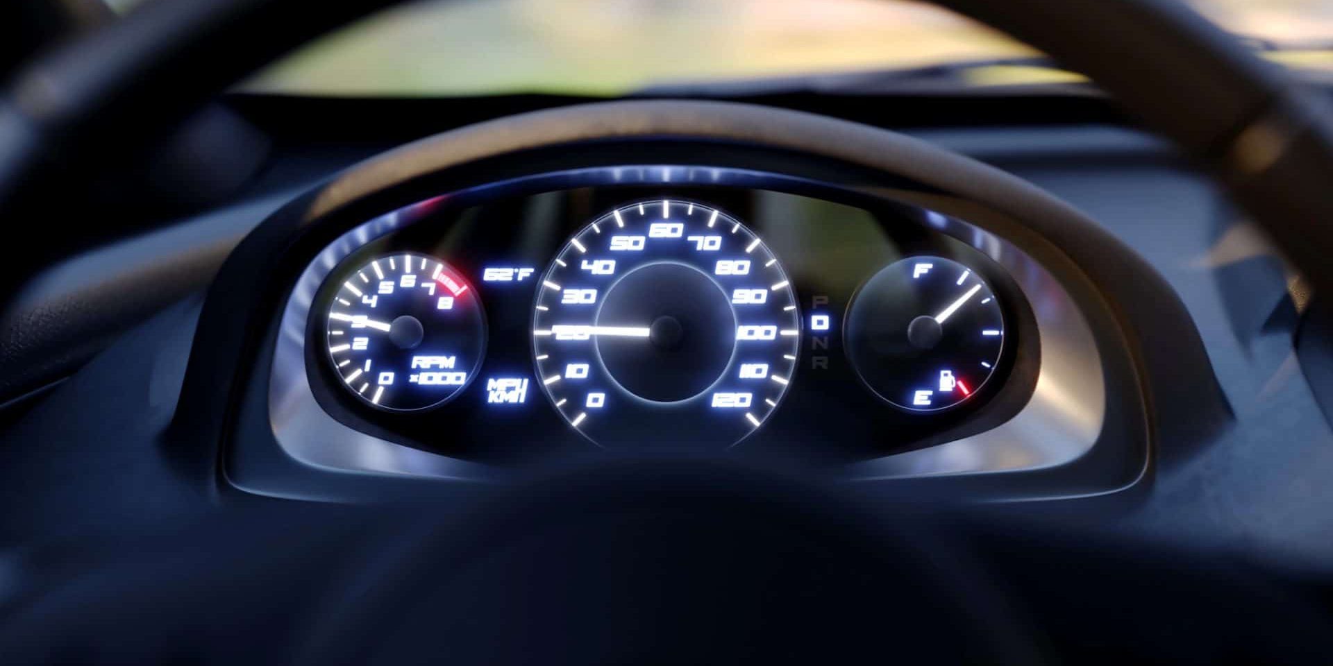The car pics up speed, the load on the engine, tachometer, dashboard