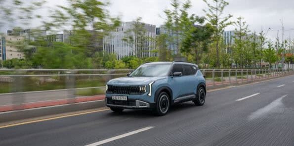 2026 Kia Seltos Hybrid SUV in white with new bold front-end design