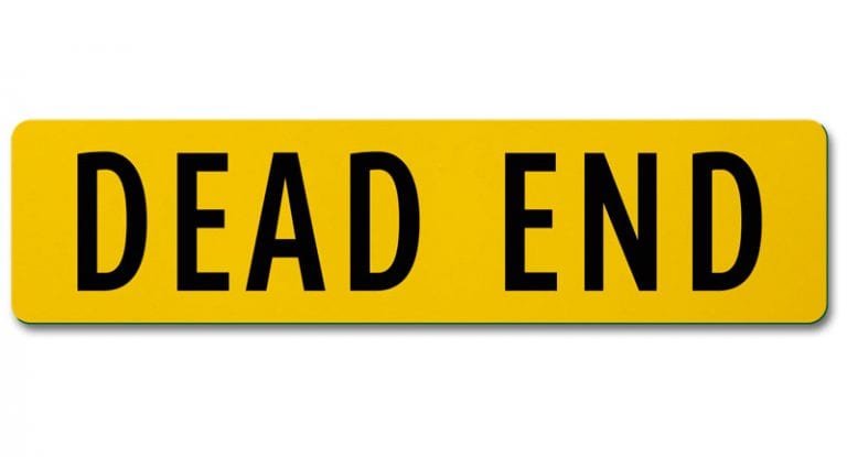 A yellow plate promoting health and wellness with the word dead end on it.
