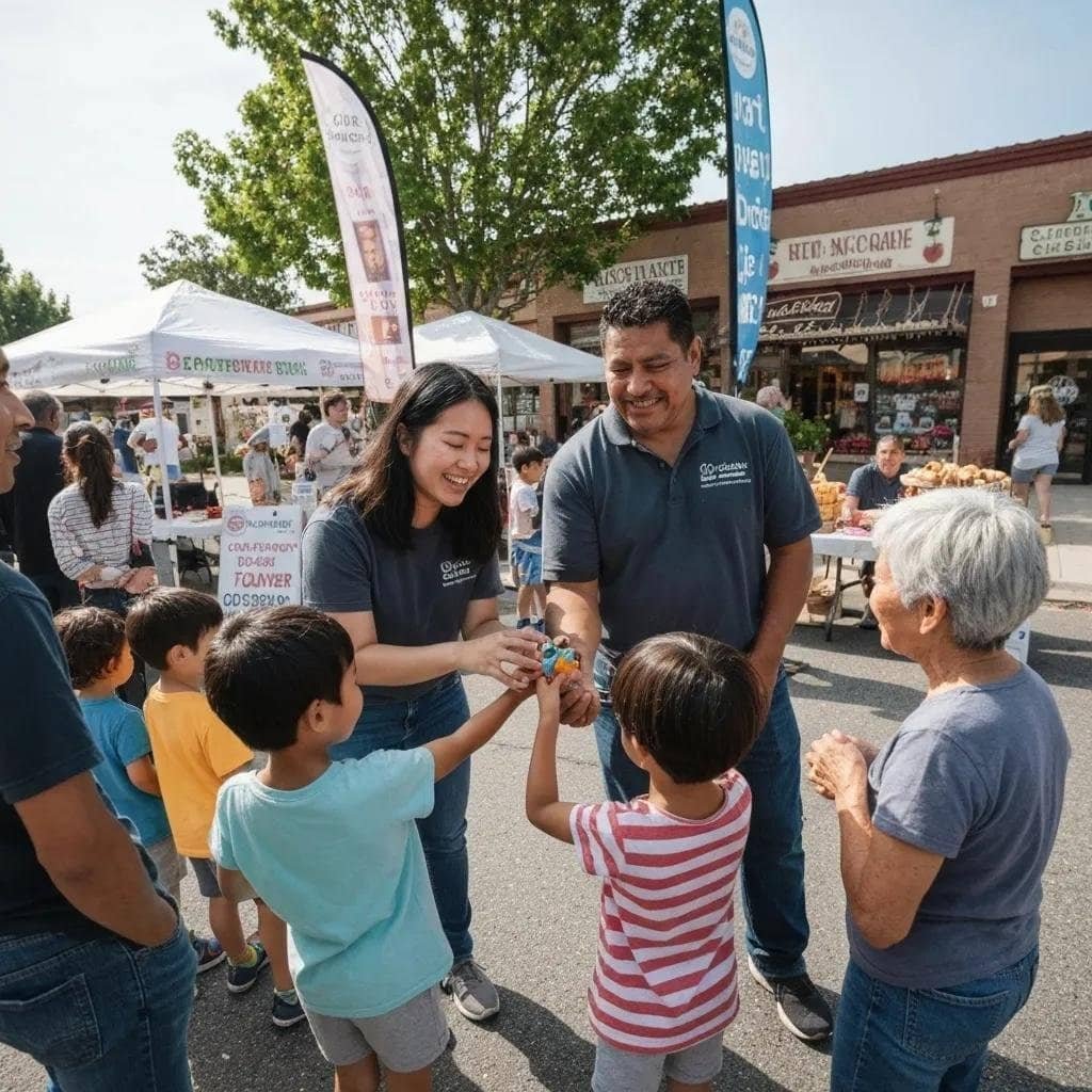 Local movers engaging with community members at a neighborhood event