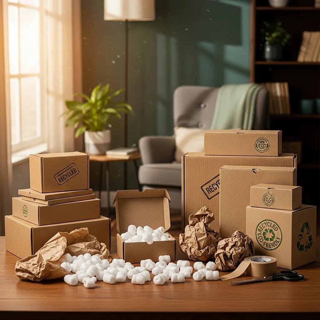 Biodegradable packing materials and recycled boxes for eco-friendly moving