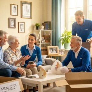 Compassionate senior moving services in Boston assisting a couple with packing