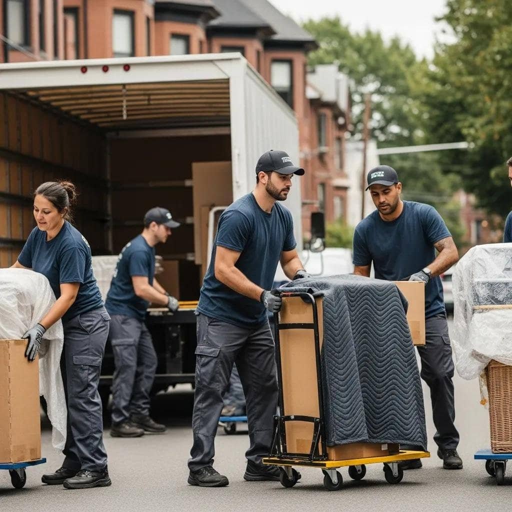 Emergency movers in Boston packing items into a truck for urgent relocations