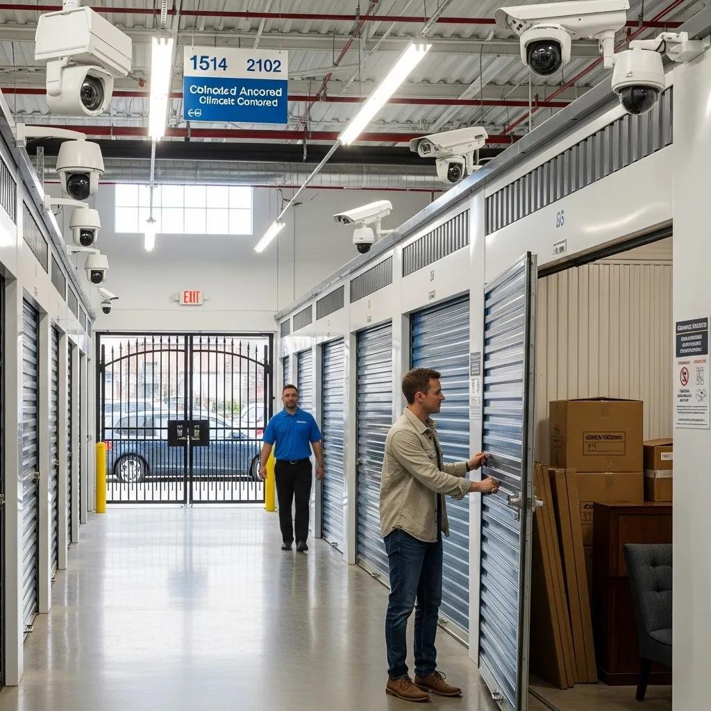 Secure storage facility in Boston with climate-controlled units and security features