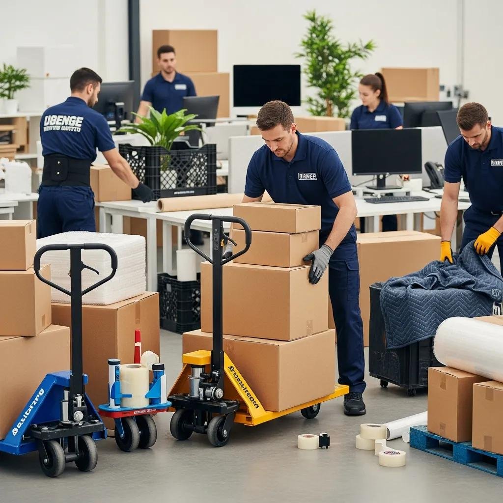 Specialized moving equipment used during an office relocation