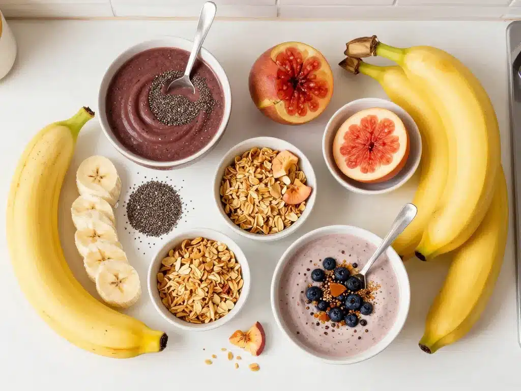 acai congelé préparation bowl et ingrédients sains