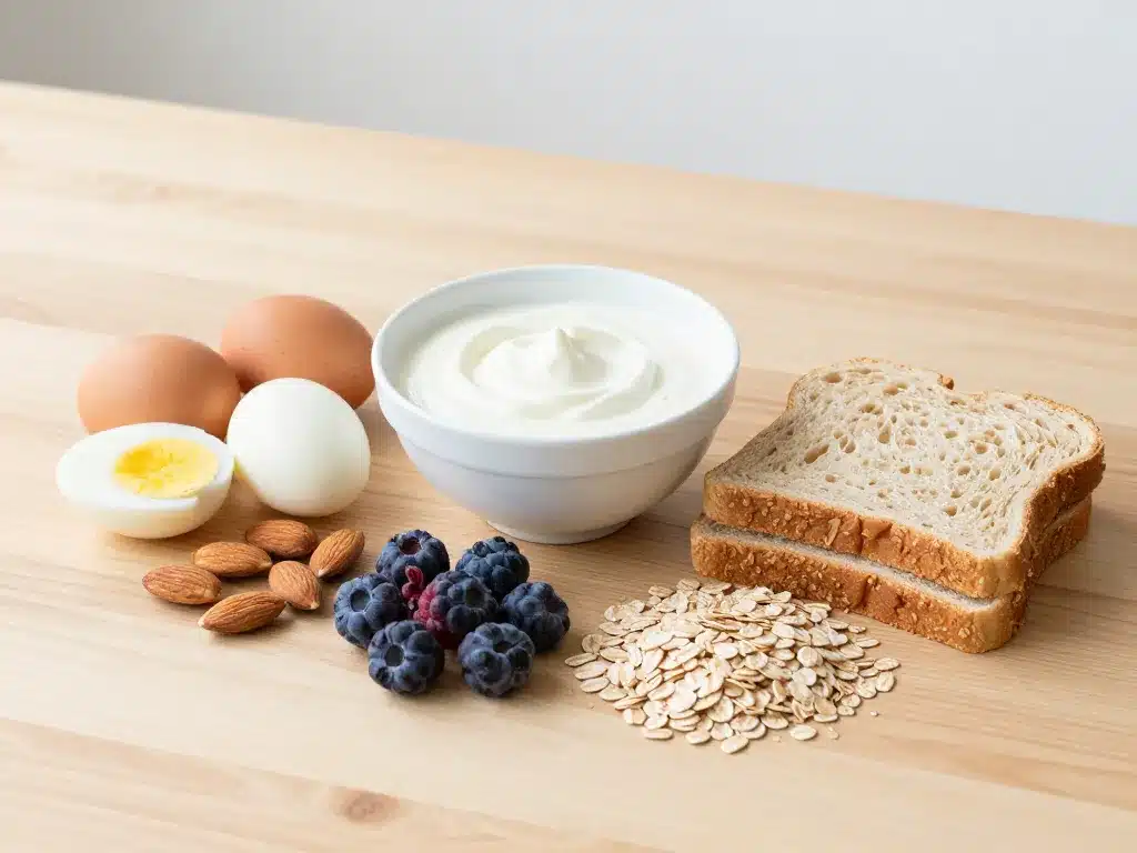 petit dejeuner pour secher oeufs skyr amandes avoine fruits