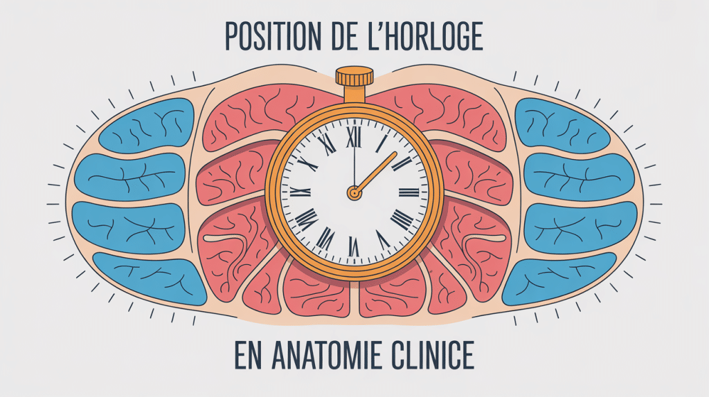 Illustration pédagogique de la position de l'horloge en anatomie clinique