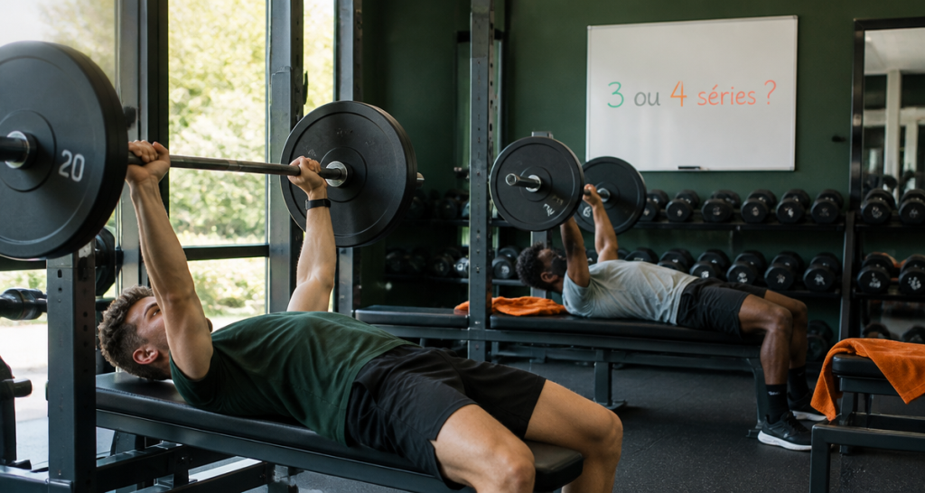 3 ou 4 series muscu athlètes développé couché