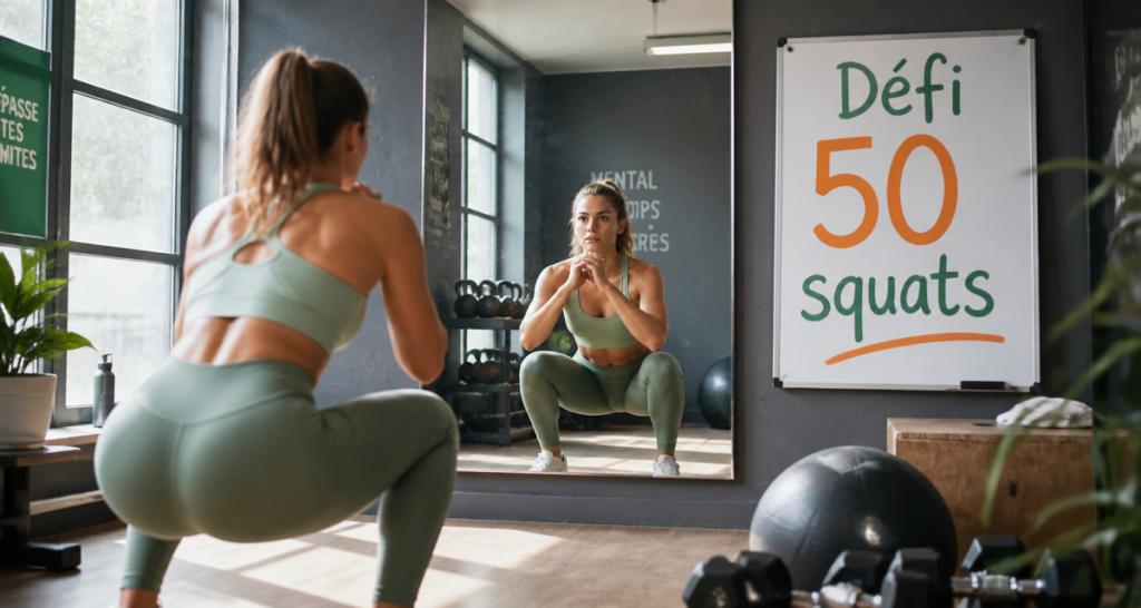 50 squats par jour avant apres femme miroir