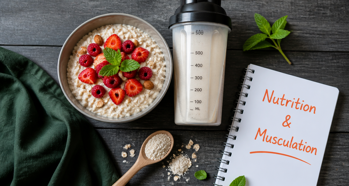 flocons d'avoine musculation porridge et shaker