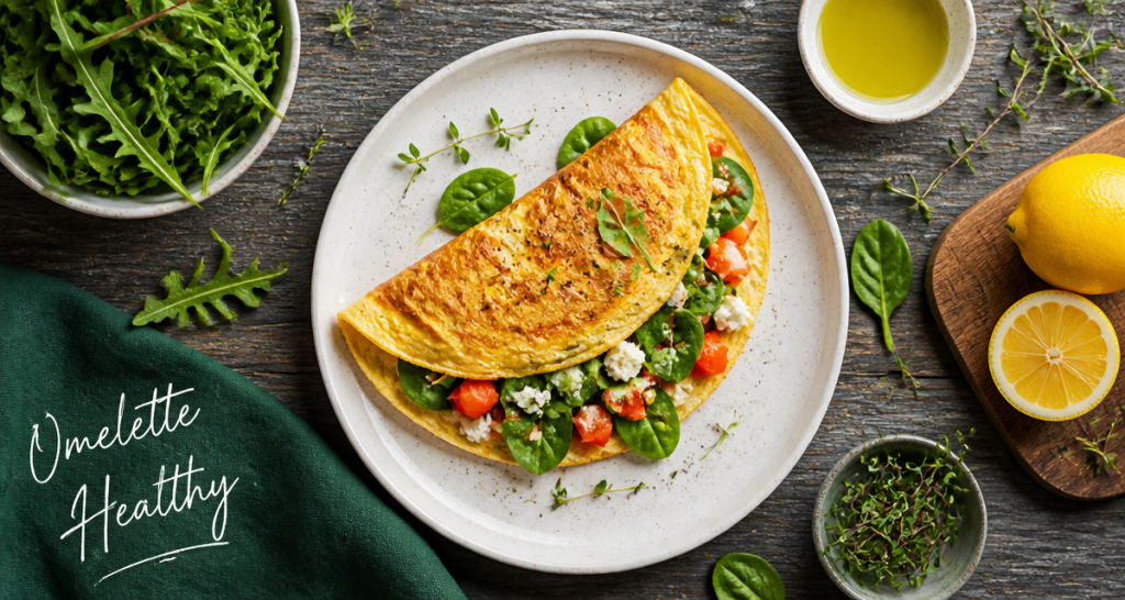 Omelette healthy avec feta, épinards et poivrons
