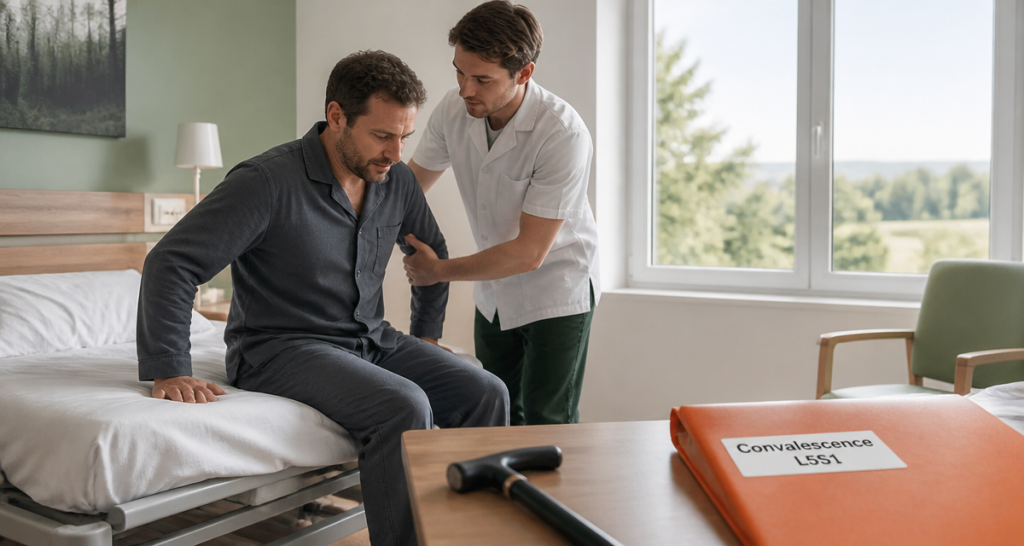arthrodèse lombaire l5s1 convalescence patient kinésithérapeute