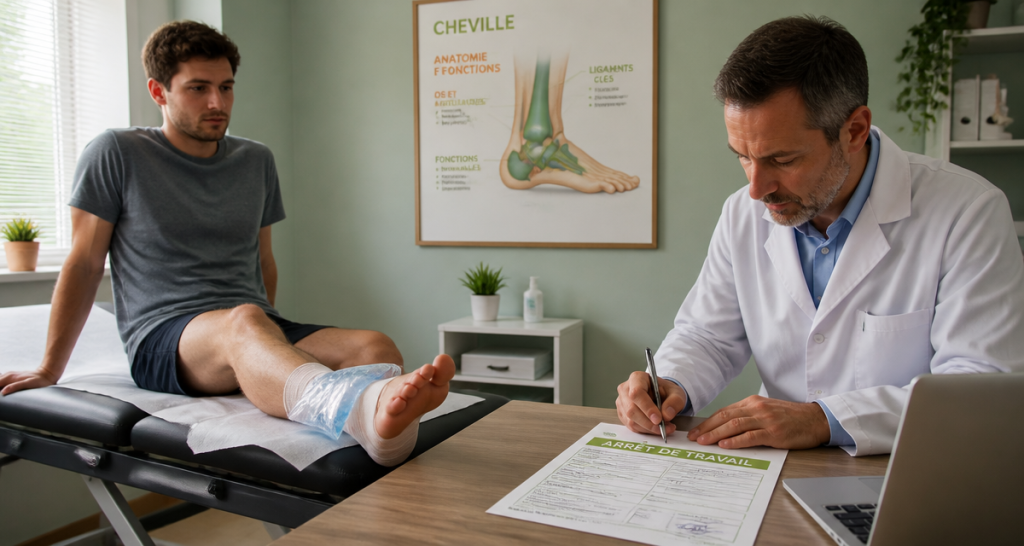 infiltration cheville arret de travail patient médecin