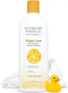 Veterinary Formula one of the best puppy shampoos Puppy Love Tearless Shampoo – vet-developed, extra gentle formula for puppies as young as 6 weeks