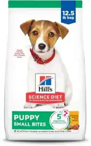 Hill’s Science Diet Puppy Small Bites chicken and brown rice formula—vet-recommended healthy puppy food designed for growth, digestion, and balanced nutrition.