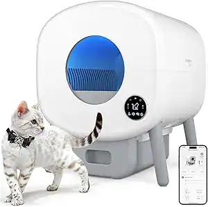 CLICK HERE. Self Cleaning Litter Box, 95 L Automatic Cat Litter Box Self Cleaning for Multiple Cats, with Safety Protection, App Control,2 Roll Garbage Bags