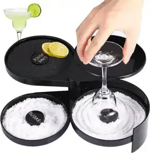 CLICK HERE. 3-Tier Bar Juice Cocktail Seasoning Box with Sponge，for Cocktails and Margarita Mixing,Salt and Sugar Containerfor Bar,Pub Party and Reception