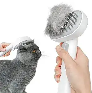 CLICK HERE. Cat Brush with Release Button, Cat Brushes for Indoor Cats Shedding, Cat Brush for Long or Short Haired Cats, Cat Grooming Brush Cat Comb for Kitten Rabbit Massage Removes Loose Fur, White