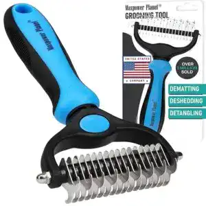 CLICK HERE. AMAZON'S CHOICE. Maxpower Planet Original Pet Grooming Rake - Double-Sided Deshedding Dematting Tool, Undercoat Rake for Dogs & Cats, Extra-Wide Dog Grooming Brush & Deshedder Comb for Long Hair, Reduces Shedding 95%