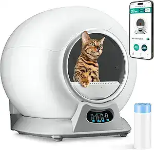 **CLICK HERE** – 🕒 **Time-Saving Automation!** 🕒 Self-Cleaning Automatic Cat Litter Box for Multiple Cats – Enjoy ultimate convenience with smart APP control, ultra-cleaning, odor removal, and a covered design. This robot litter box offers effortless, hygienic maintenance for your feline friend! 🐾✨