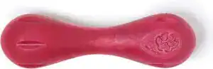 Bright red dog bone chew toy made for aggressive chewers and outdoor use.