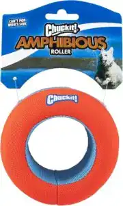 Chuckit! Amphibious Mega Ball – durable floating dog toy designed for medium and large dogs. Perfect for water fetch games at the pool, lake, or beach. Soft yet tough material for safe play on land or in water. Ideal for active, water-loving pups.