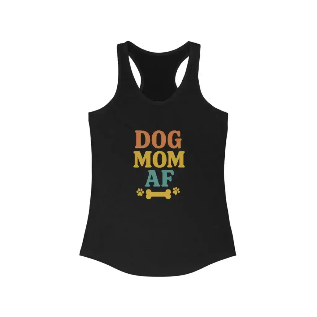 Dog Mom AF tank top in black retro style found on Etsy