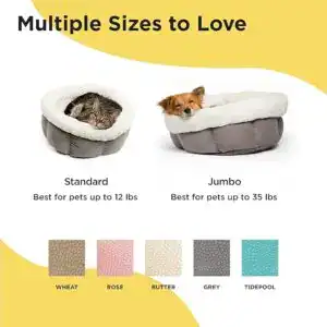 Best Friends by Sheri Cozy Cuddler Pet Bed — one of the best puppy beds 2025, available in multiple sizes (up to 35 lbs) and colors like Wheat, Rose, Butter, Grey, and Tidepool. Perfect for puppies and small pets seeking comfort and security.