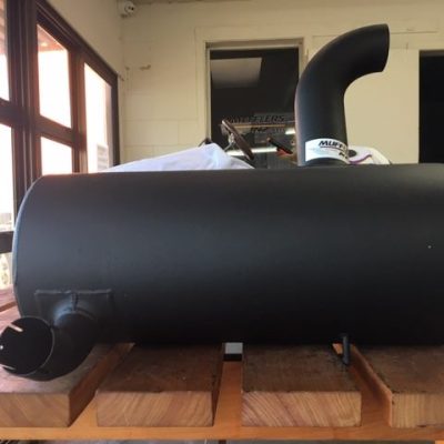 High-quality black muffler for car exhaust systems, NZ automotive specialists.