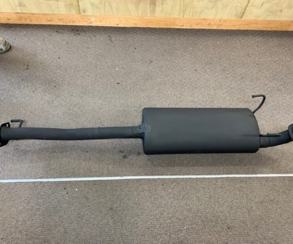 Stainless steel car muffler with exhaust pipe for vehicle sound and emission control.