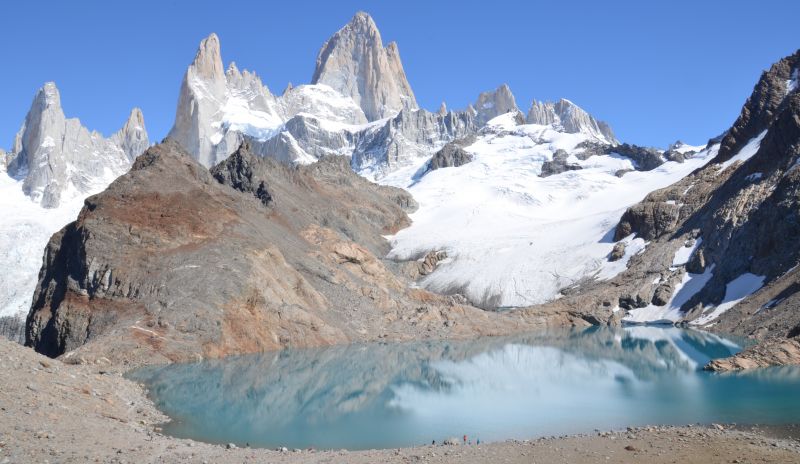 Monte Fitz Roy y Cerro Torre visto desde El Chaltén, Patagonia Argentina