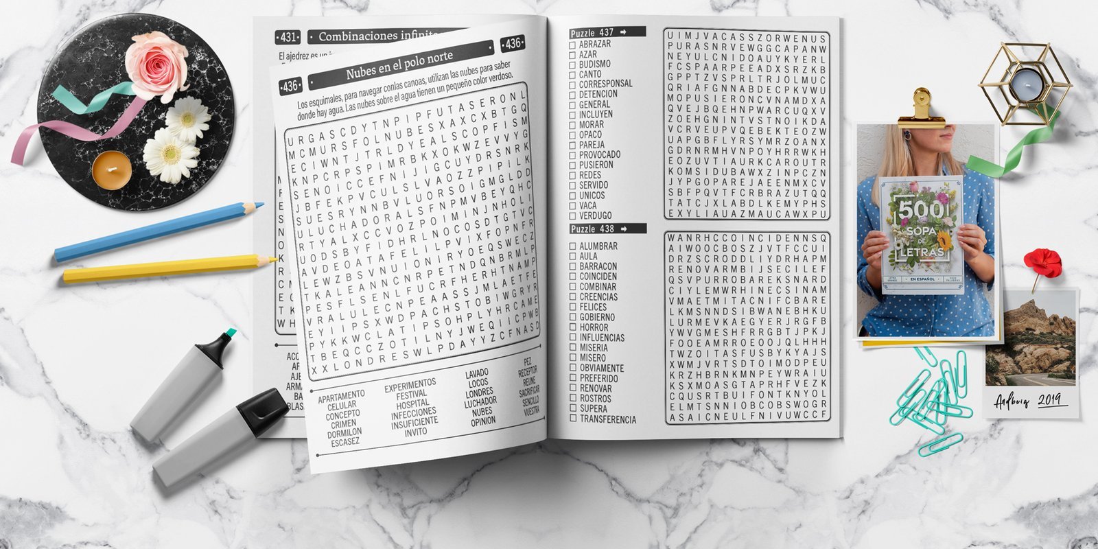 Interior del libro sopa de letras en espanol para adultos letra grande