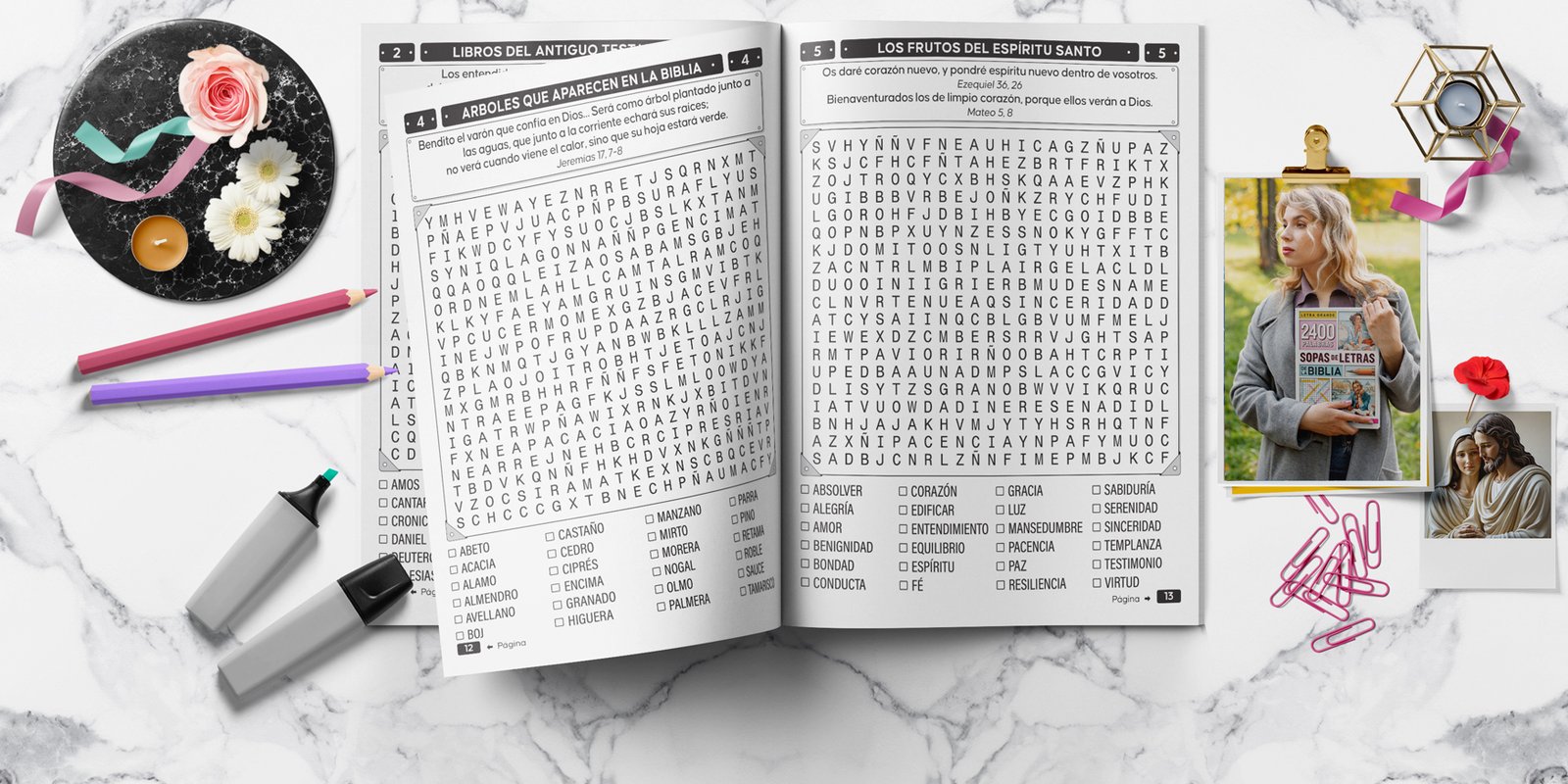 Libro de sopas de letras de la biblia en español
