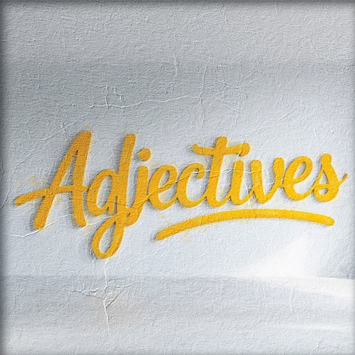 Pared con la palabra adjectivos en ingles en amarillo