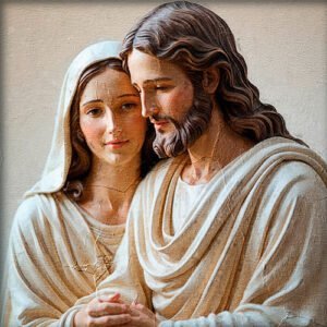 Escultura bliblica de Jsesus y Maria