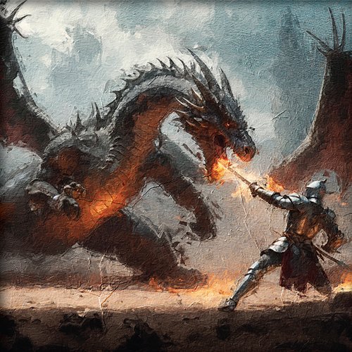 Caballero combatiendo a dragon peligroso