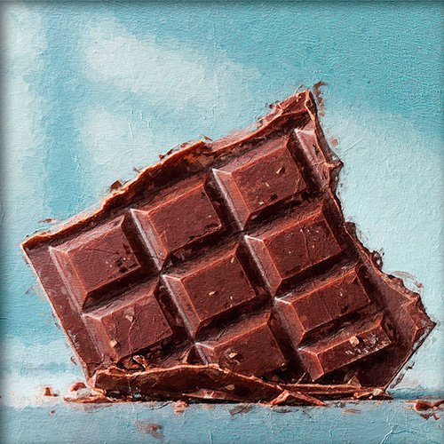 Pintura de una tableta de chocolate