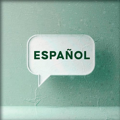 Un globo de dialogo en el que se lee español