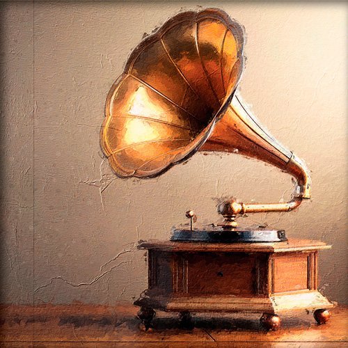 Pintura de un gramofono antiguo