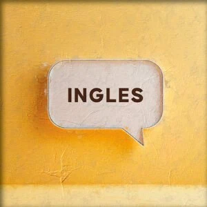 Un globo de dialogo en el que se lee ingles