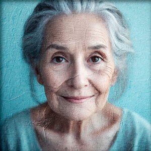 una persona mayor con el pelo blanco