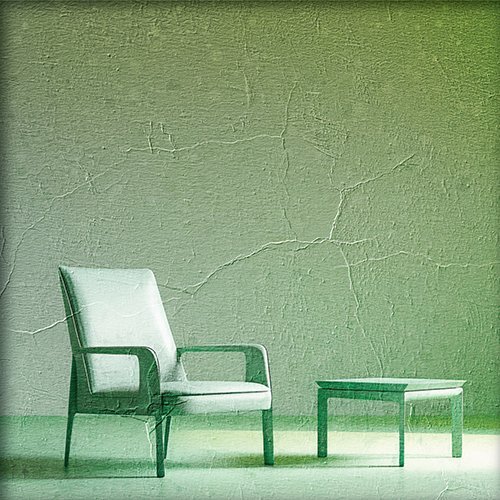 Silla y mesa mobiliario verde