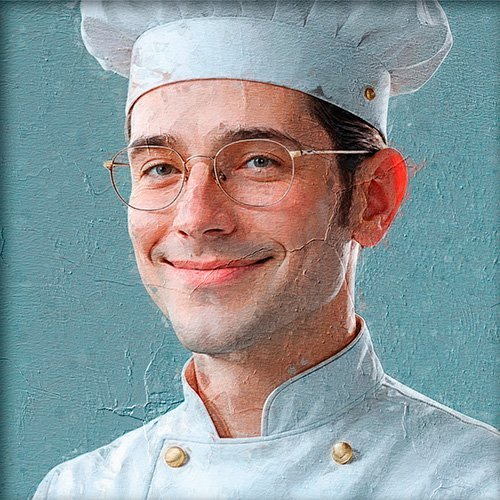 Pintura de un cocinero profesional