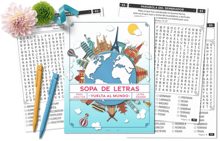 Paginas de Muestra Libro Sopa de Letras Vuelta al Mundo